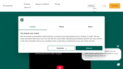 Screenshot of Amberscript.com
