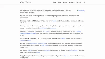 Screenshot of Huyenchip.com