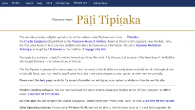 Screenshot of Tipitaka.org
