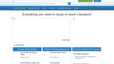 Screenshot preview of bookrags.com