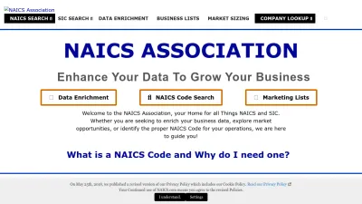 Screenshot of Naics.com