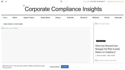 Screenshot of Corporatecomplianceinsights.com