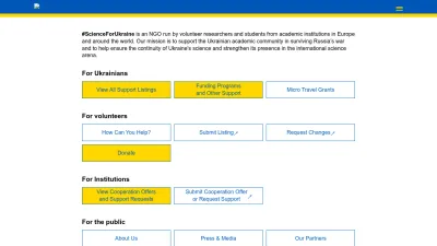 Screenshot of Scienceforukraine.eu