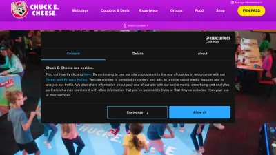 Screenshot of Chuckecheese.com