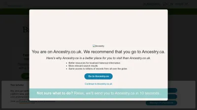 Screenshot preview of ancestry.co.uk