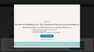 Screenshot of Ancestry.co.uk