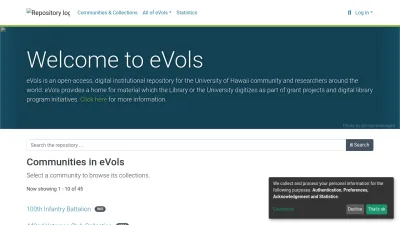 Screenshot of Evols.library.manoa.hawaii.edu