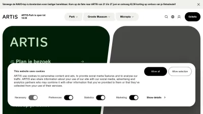 Screenshot preview of artis.nl