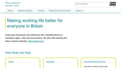 Screenshot of Acas.org.uk