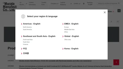 Screenshot of Murata.com