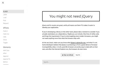 Screenshot of Youmightnotneedjquery.com
