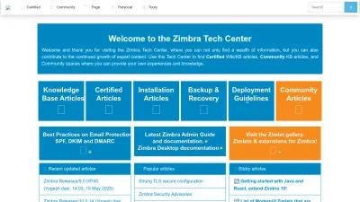 Screenshot of Wiki.zimbra.com