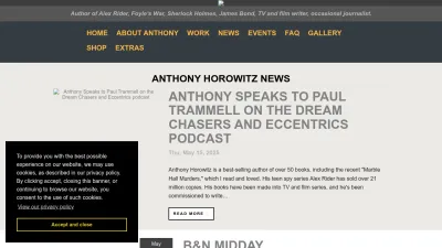 Screenshot of Anthonyhorowitz.com