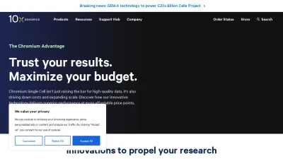 Screenshot of 10xgenomics.com