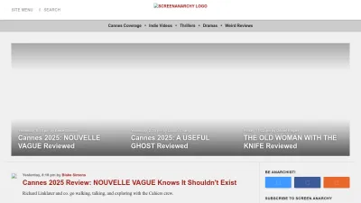 Screenshot of Screenanarchy.com