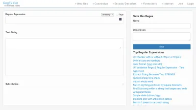 Screenshot of Regexpal.com
