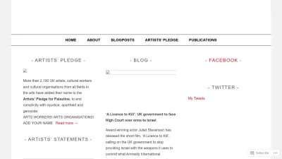 Screenshot of Artistsforpalestine.org.uk