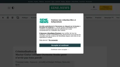 Screenshot of Senenews.com