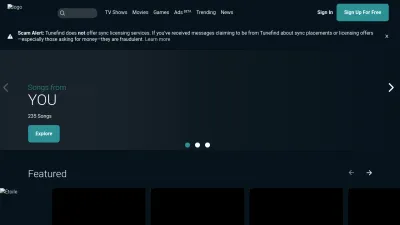 Screenshot of Tunefind.com