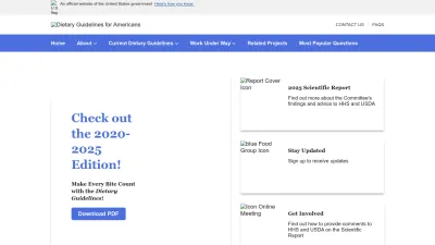Screenshot of Dietaryguidelines.gov