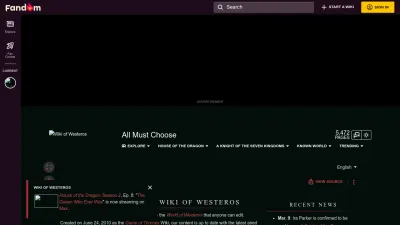 Screenshot preview of gameofthrones.fandom.com