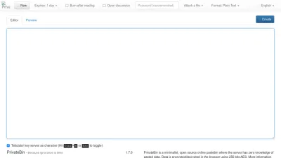Screenshot of Privatebin.net
