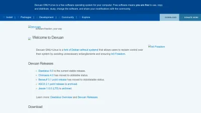 Screenshot of Devuan.org