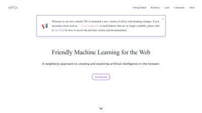 Screenshot of Ml5js.org