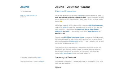 Screenshot of Json5.org