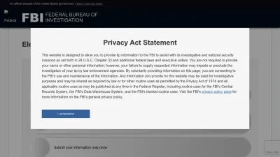 Screenshot preview of tips.fbi.gov