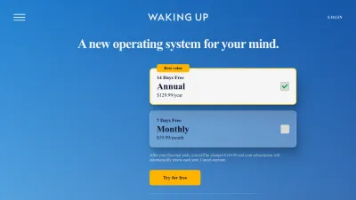 Screenshot preview of wakingup.com