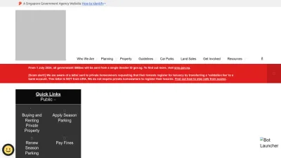 Screenshot of Ura.gov.sg