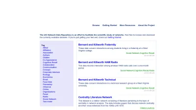 Screenshot of Networkdata.ics.uci.edu