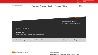 Screenshot of Radioeins.de