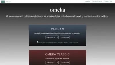Screenshot of Omeka.org