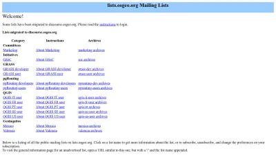 Screenshot of Lists.osgeo.org