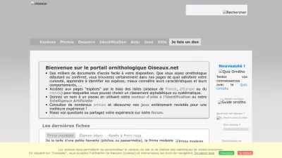 Screenshot of Oiseaux.net