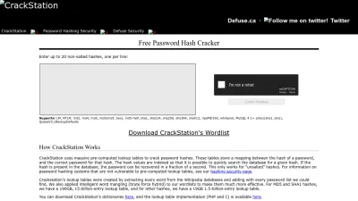 Screenshot of Crackstation.net