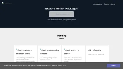 Screenshot of Atmospherejs.com