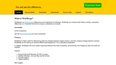 Screenshot of Winmerge.org