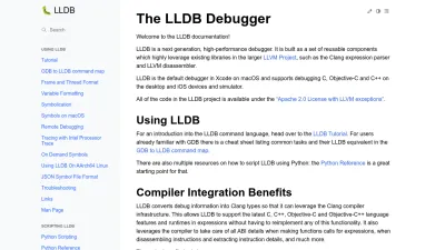 Screenshot of Lldb.llvm.org