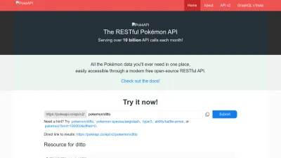 Screenshot of Pokeapi.co