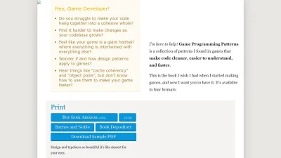 Screenshot of Gameprogrammingpatterns.com