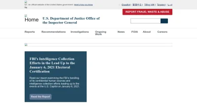 Screenshot of Oig.justice.gov