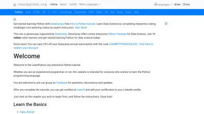 Screenshot of Learnpython.org