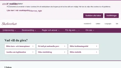 Screenshot of Skolverket.se