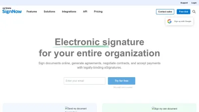 Screenshot of Signnow.com
