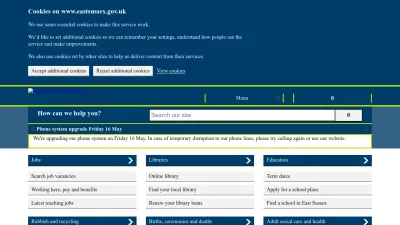 Screenshot of Eastsussex.gov.uk