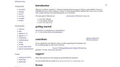 Screenshot of Libtorrent.org