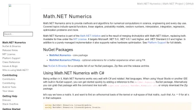 Screenshot preview of numerics.mathdotnet.com